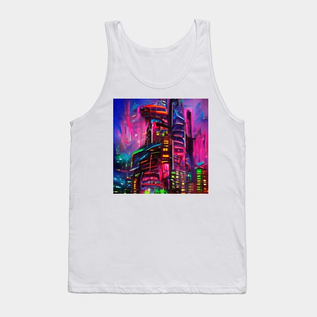 Futuristic Cyberpunk City Concept Tank Top by Mihadom